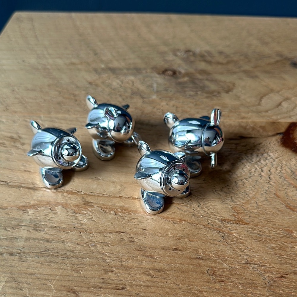 Silver Airplane salt pepper shakers